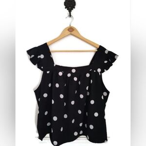 SCOOP Polka Dot BabyDoll Semi Sheer Lined Top Plus Size 22